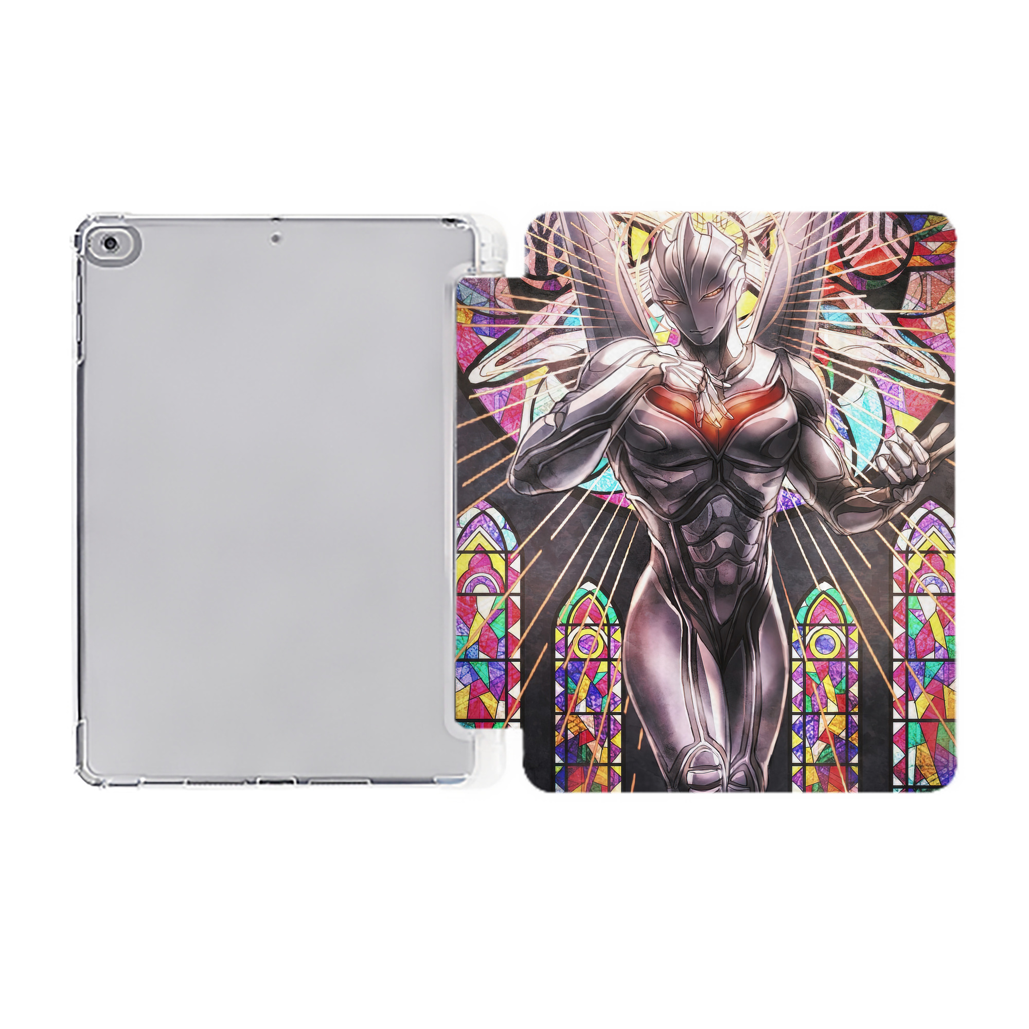 （画像用） ウルトラマン Ultraman IPad ケース ペン収納付き 三つ折りスタンド PUレザー×シリコン 対応機種9.5/10.5/10.9インチ